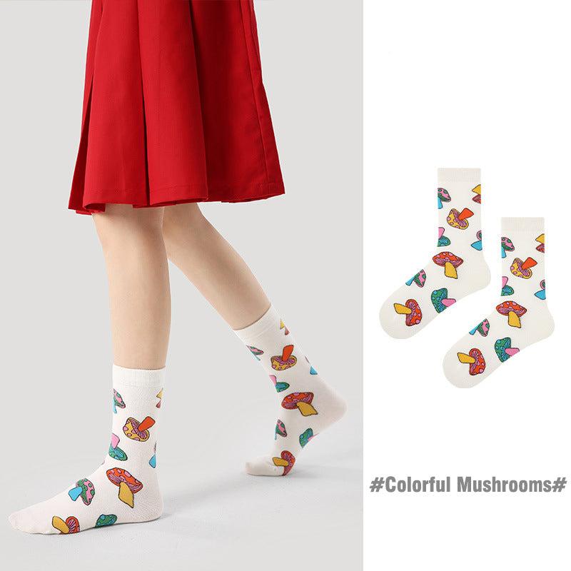 Socks - Colorful Mushrooms